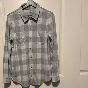 Faherty Womans Legend Light/Dark Gray Buffalo Checkered Shirt Flannel Sz Medium